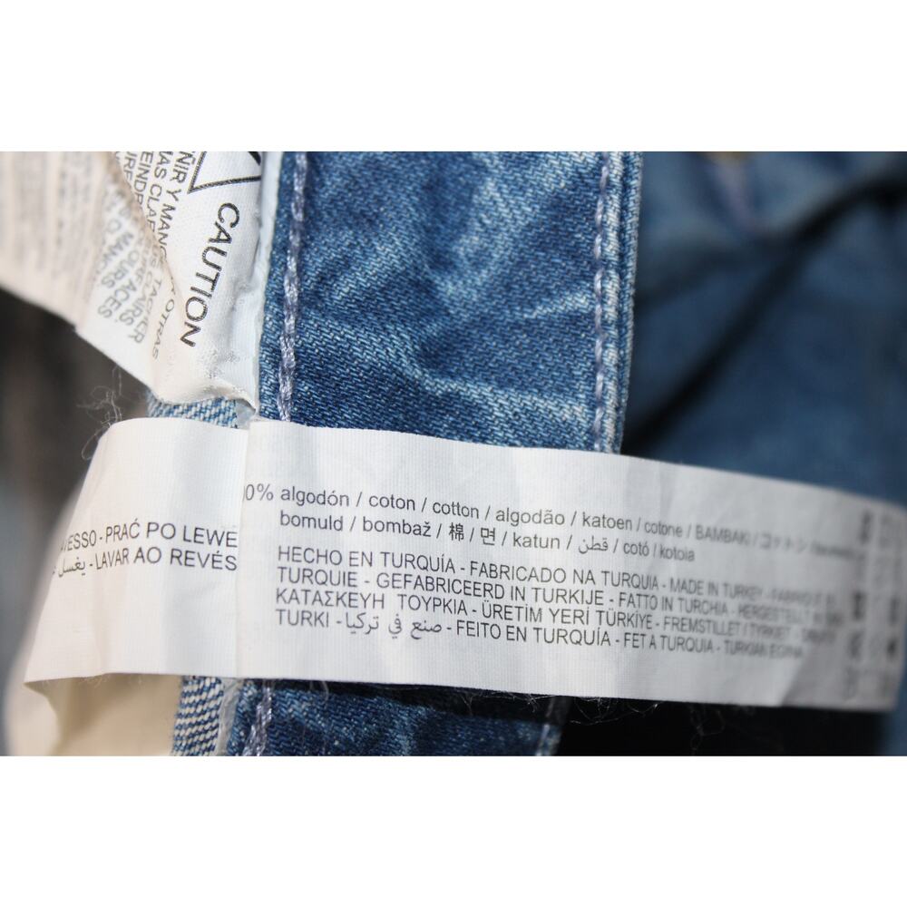 Zara Gold Buttoned Straight Leg Blue 100% Cotton Sailor Style Jeans Small - Picture 7 of 8
